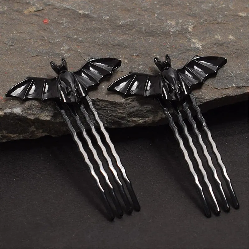 1Pair Black Gothic Bat Hairpin Accessorie