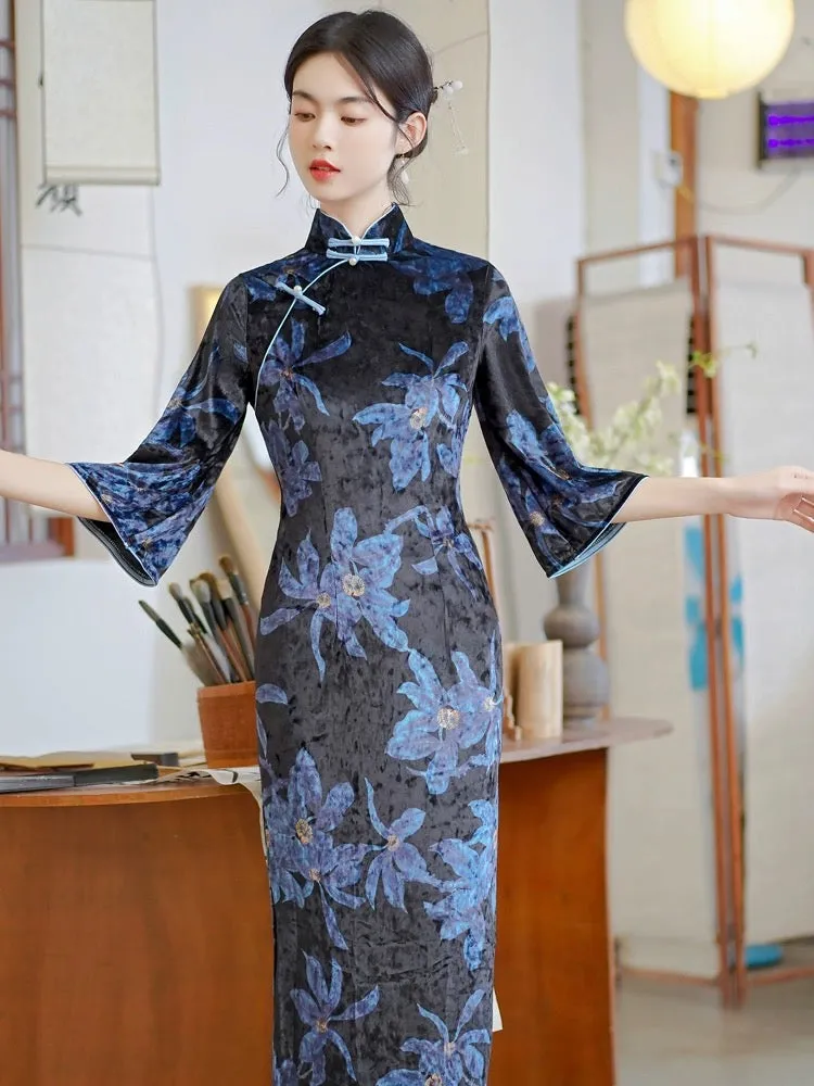 3/4 Sleeve Long Cheongsam, Delphina