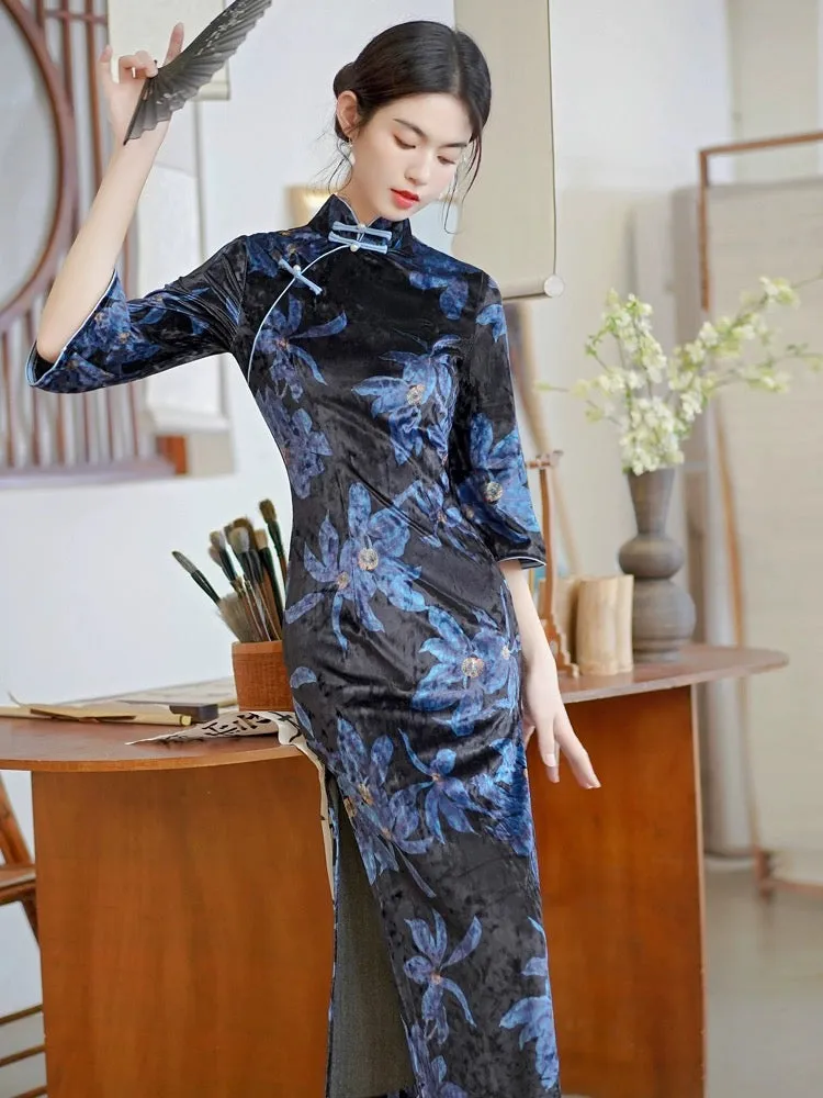 3/4 Sleeve Long Cheongsam, Delphina