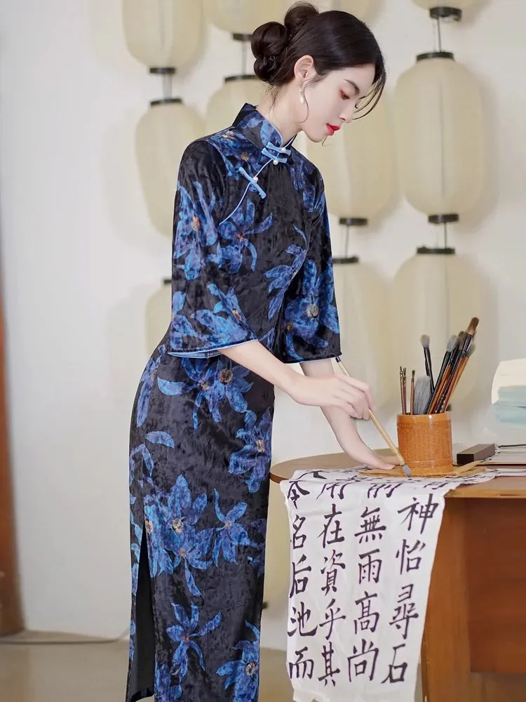 3/4 Sleeve Long Cheongsam, Delphina