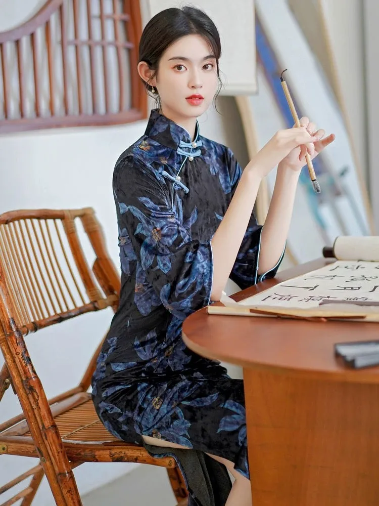 3/4 Sleeve Long Cheongsam, Delphina