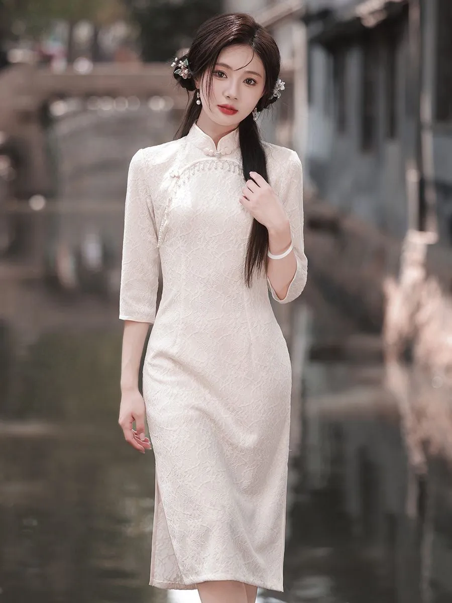 3/4 Sleeve Midi Cheongsam, Selene