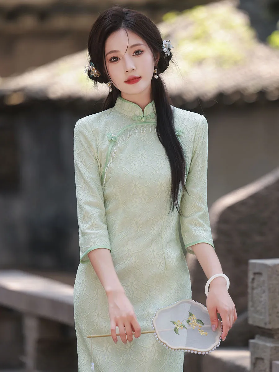 3/4 Sleeve Midi Cheongsam, Selene