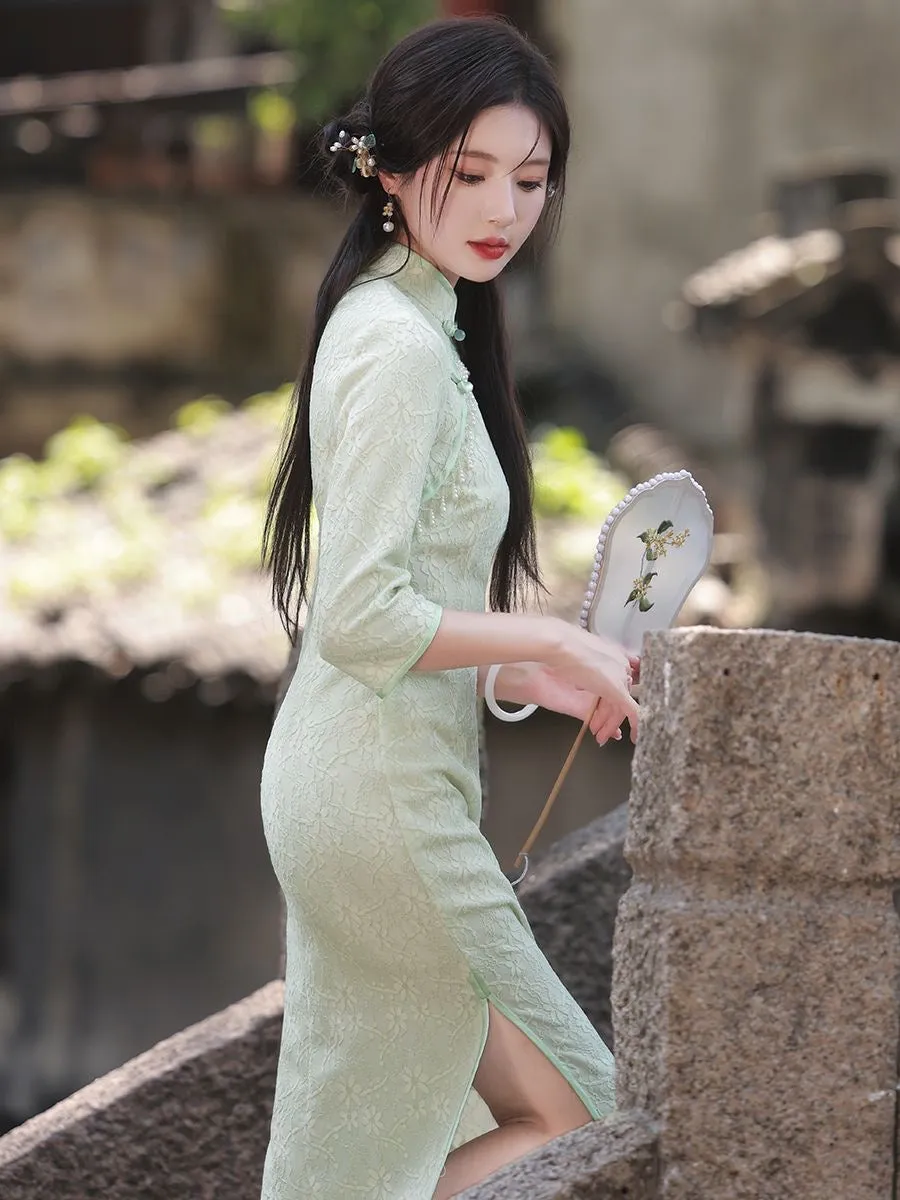 3/4 Sleeve Midi Cheongsam, Selene