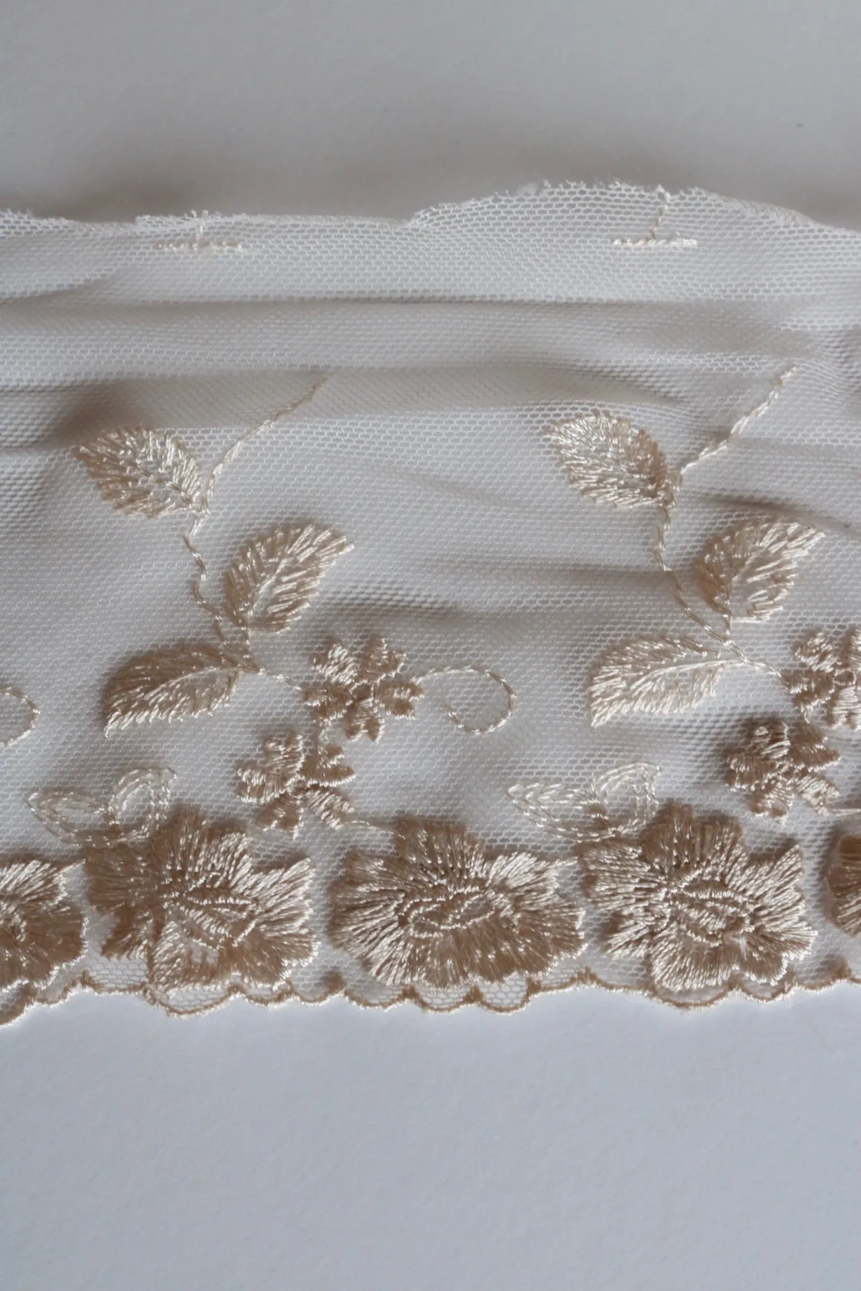 Accessible Beige 3.5" Wide Embroidered Lace Trim