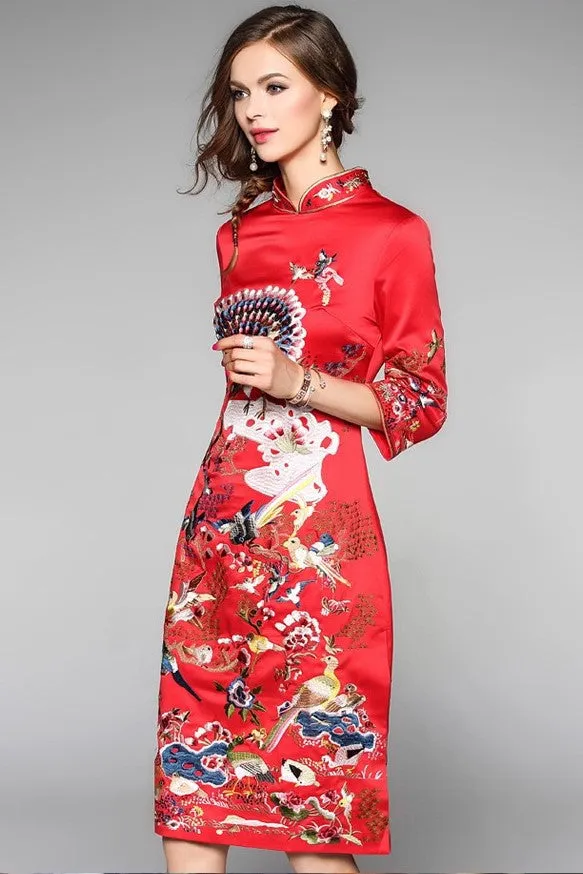 All Embroidered Qipao Dress