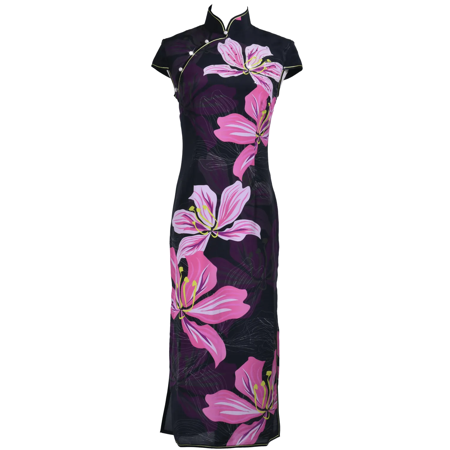 【BAUHINIA】 100% Silk Crystal Cheongsam (Cap Sleeve)