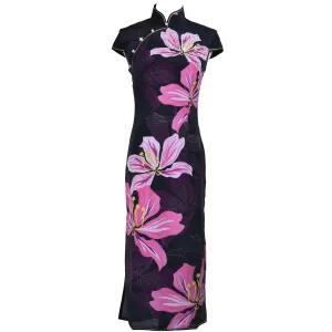 【BAUHINIA】 100% Silk Crystal Cheongsam (Cap Sleeve)