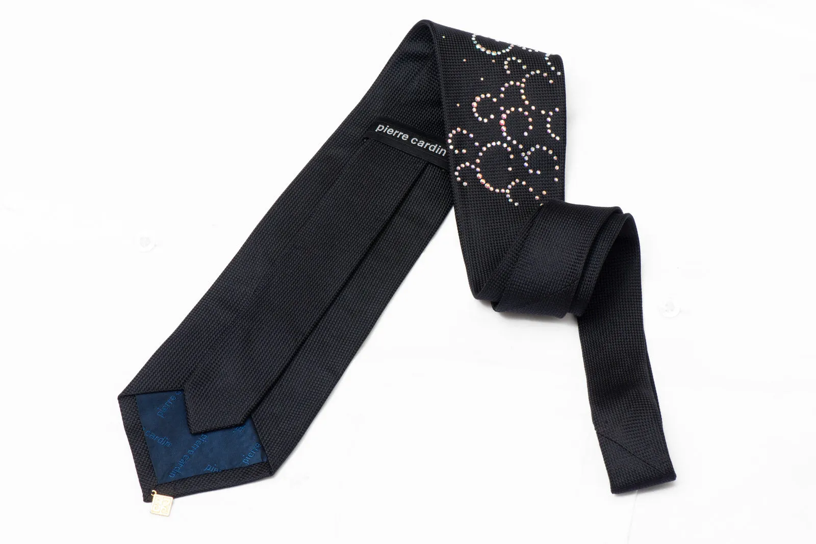 Black Crystal Rhinestone Silk Tie