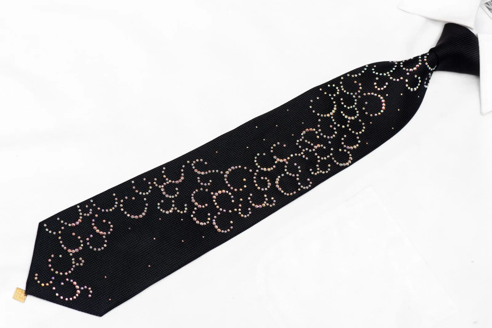 Black Crystal Rhinestone Silk Tie