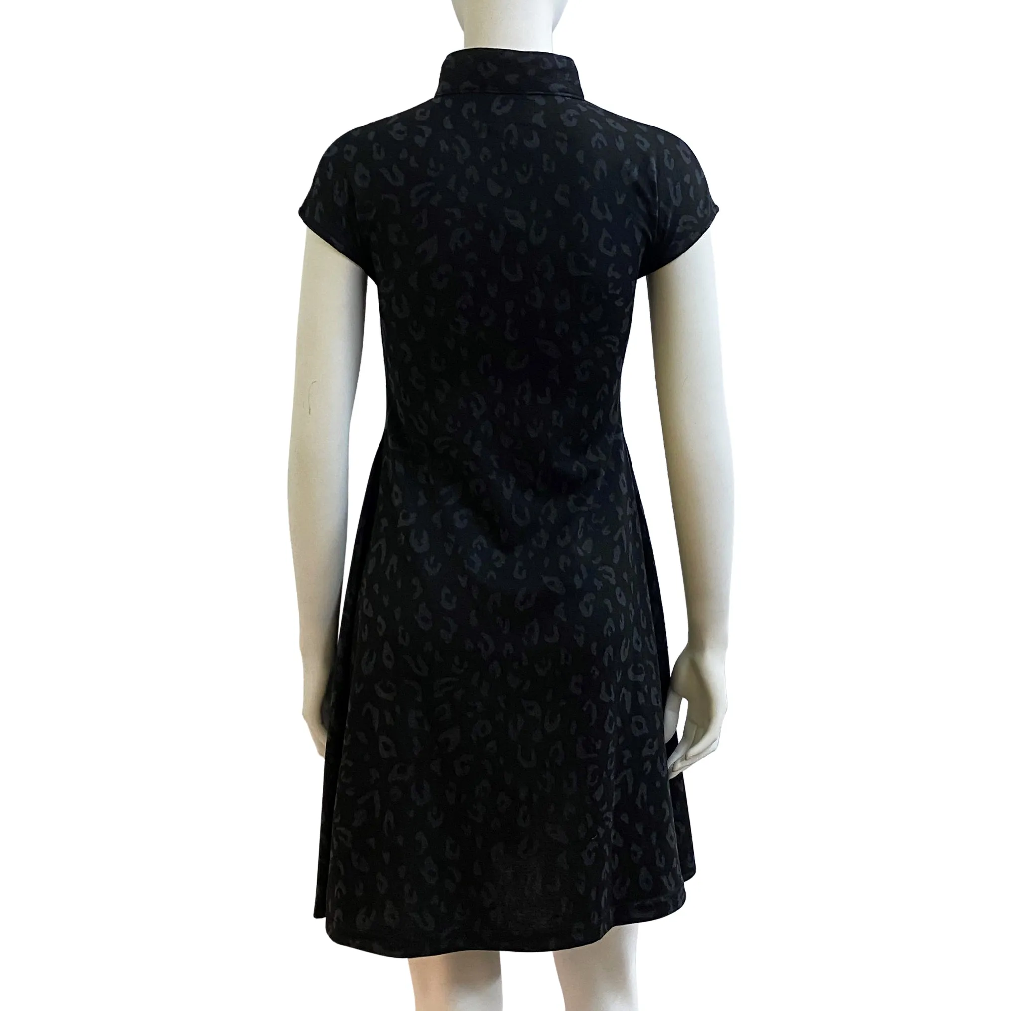 Black/Grey Leopard Printed Qipao Dress