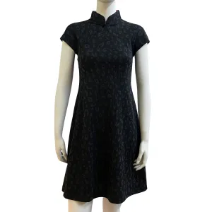 Black/Grey Leopard Printed Qipao Dress