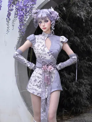 [Blood Supply] Dragon In Wisteria Qipao Style Romper Jumpsuit