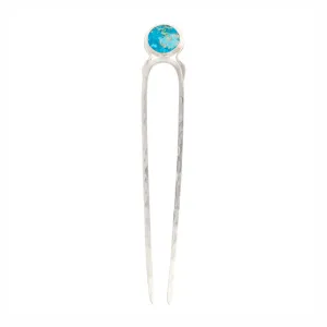 Blue Moon Hair Pin - Turquoise and Silver