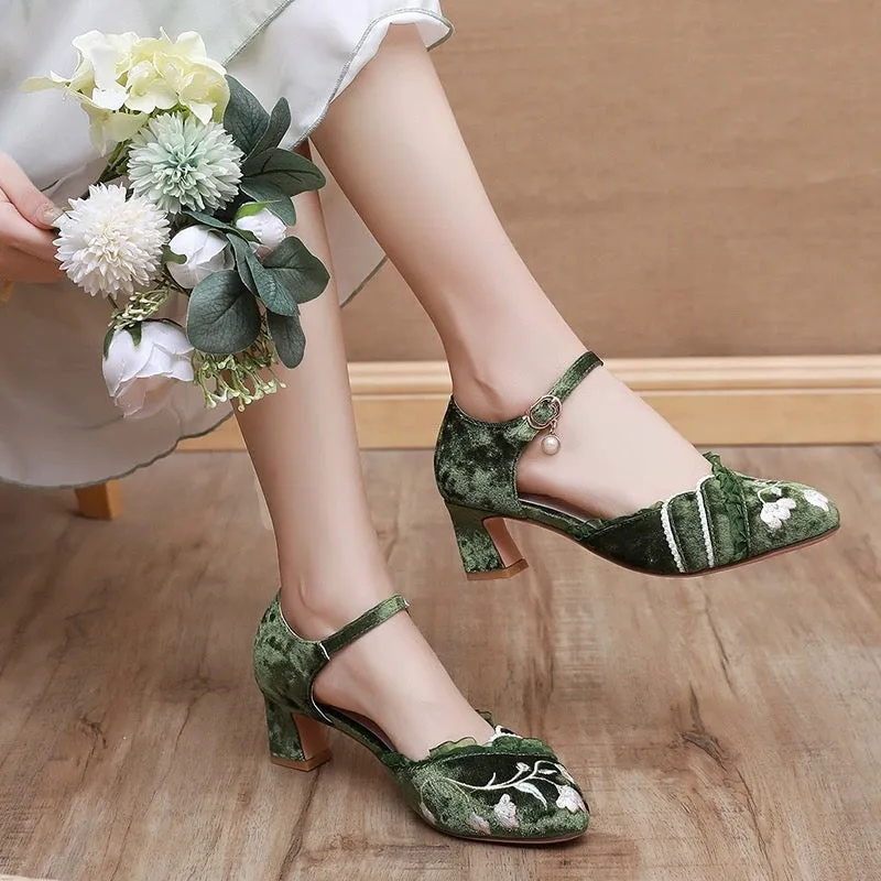 Cheongsam & Qipao Shoes: Moss