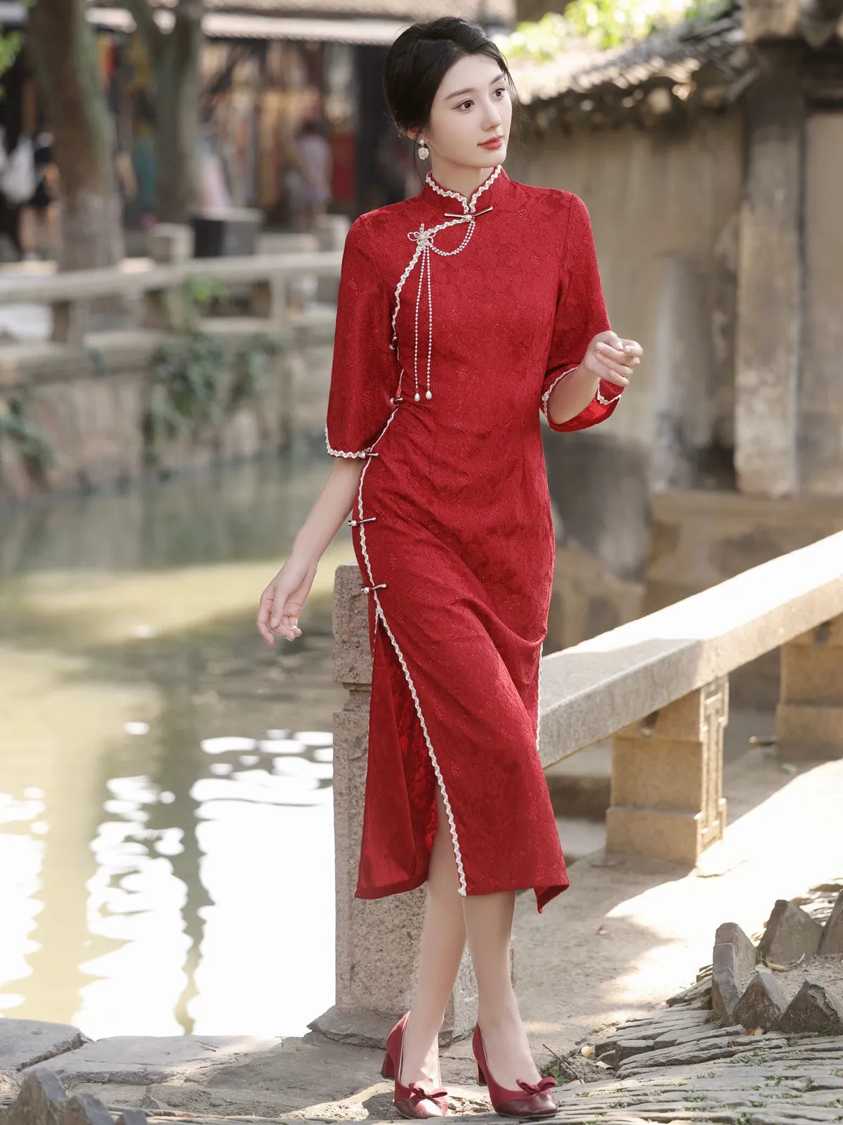 Cheongsam for Tea Ceremony, Traditional Chinese Dress, Blush Bliss