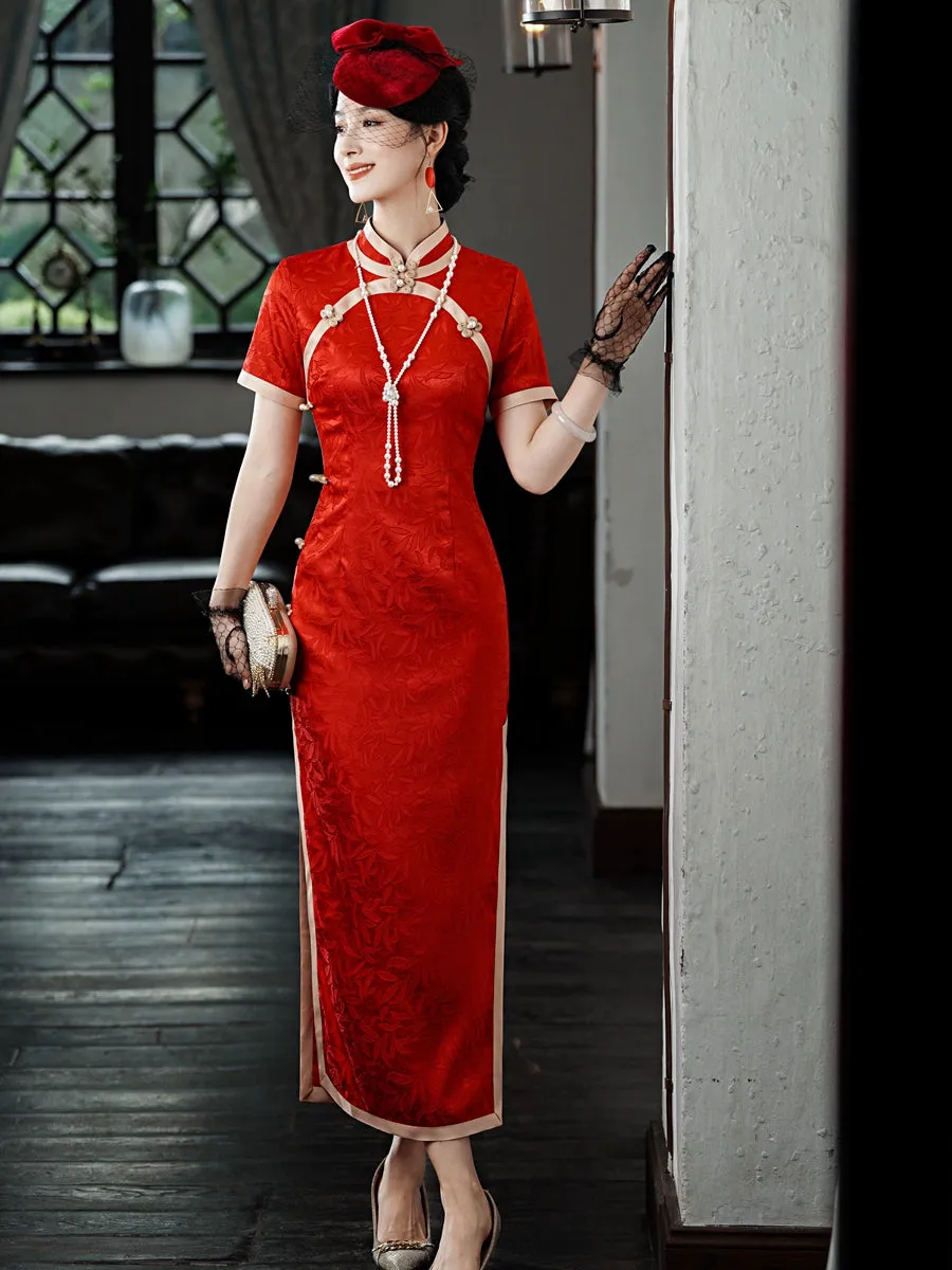 Cheongsam for Tea Ceremony, Traditional Chinese Dress, Crimson Kiss