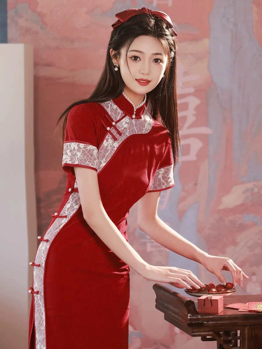 Cheongsam for Tea Ceremony, Traditional Chinese Dress, Rose Radiance