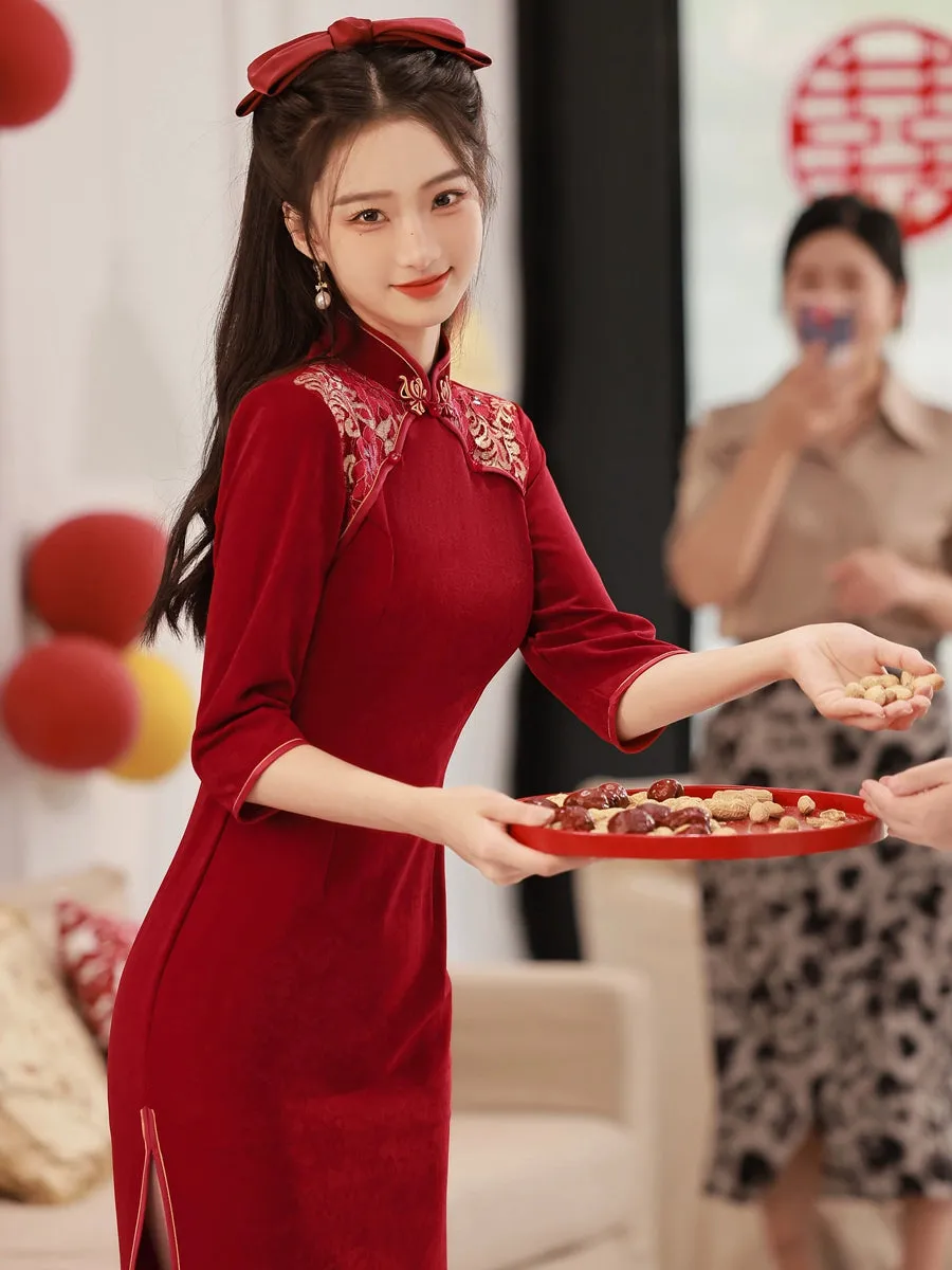 Cheongsam for Tea Ceremony, Traditional Chinese Dress, Rose Reverie