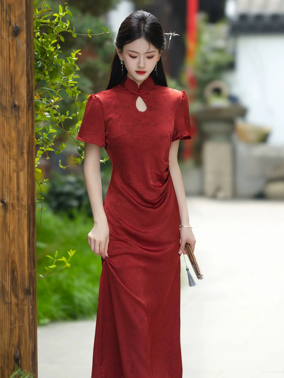 Cheongsam for Tea Ceremony, Traditional Chinese Dress, Ruby Delight