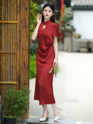 Cheongsam for Tea Ceremony, Traditional Chinese Dress, Ruby Delight