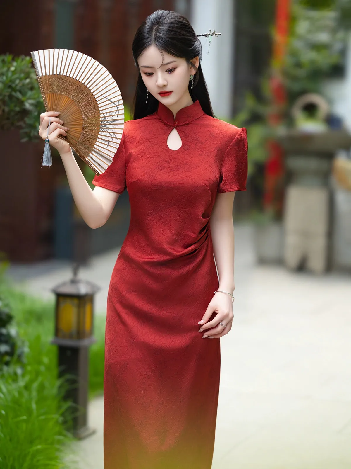 Cheongsam for Tea Ceremony, Traditional Chinese Dress, Ruby Delight