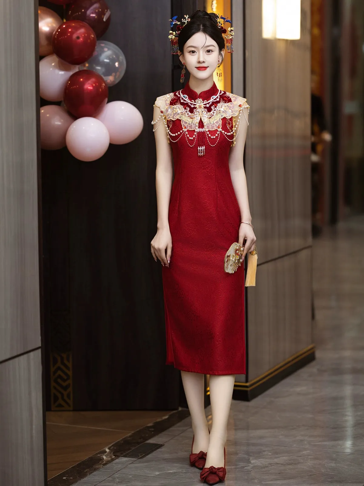 Cheongsam for Tea Ceremony, Traditional Chinese Dress, Sangria