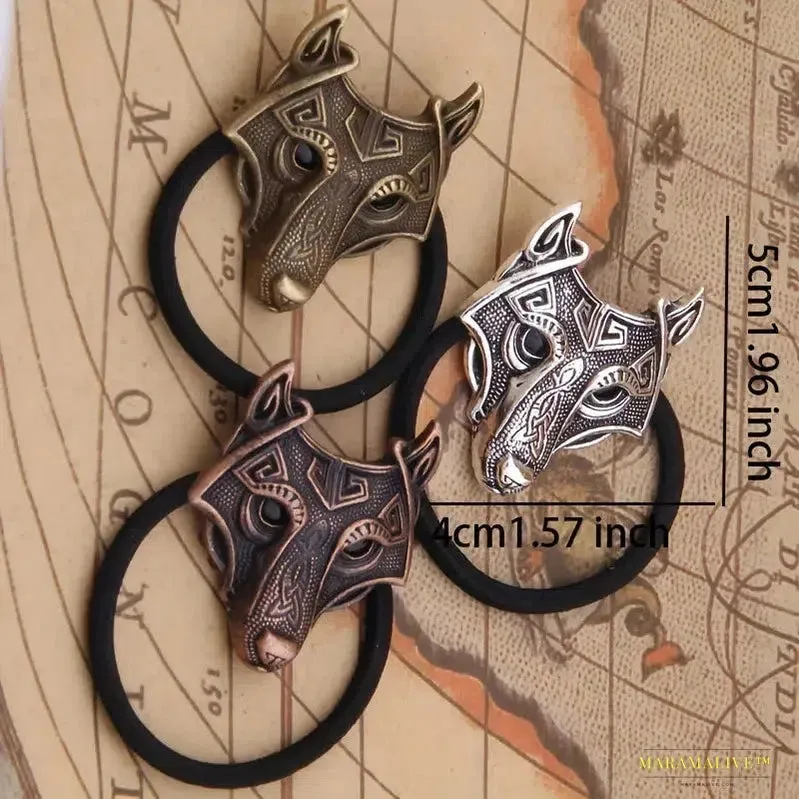 Chic Viking Celtic Wolf Headband | Exquisite Vintage Elastic Hair Tie Accessory | Unisex Gothic Style