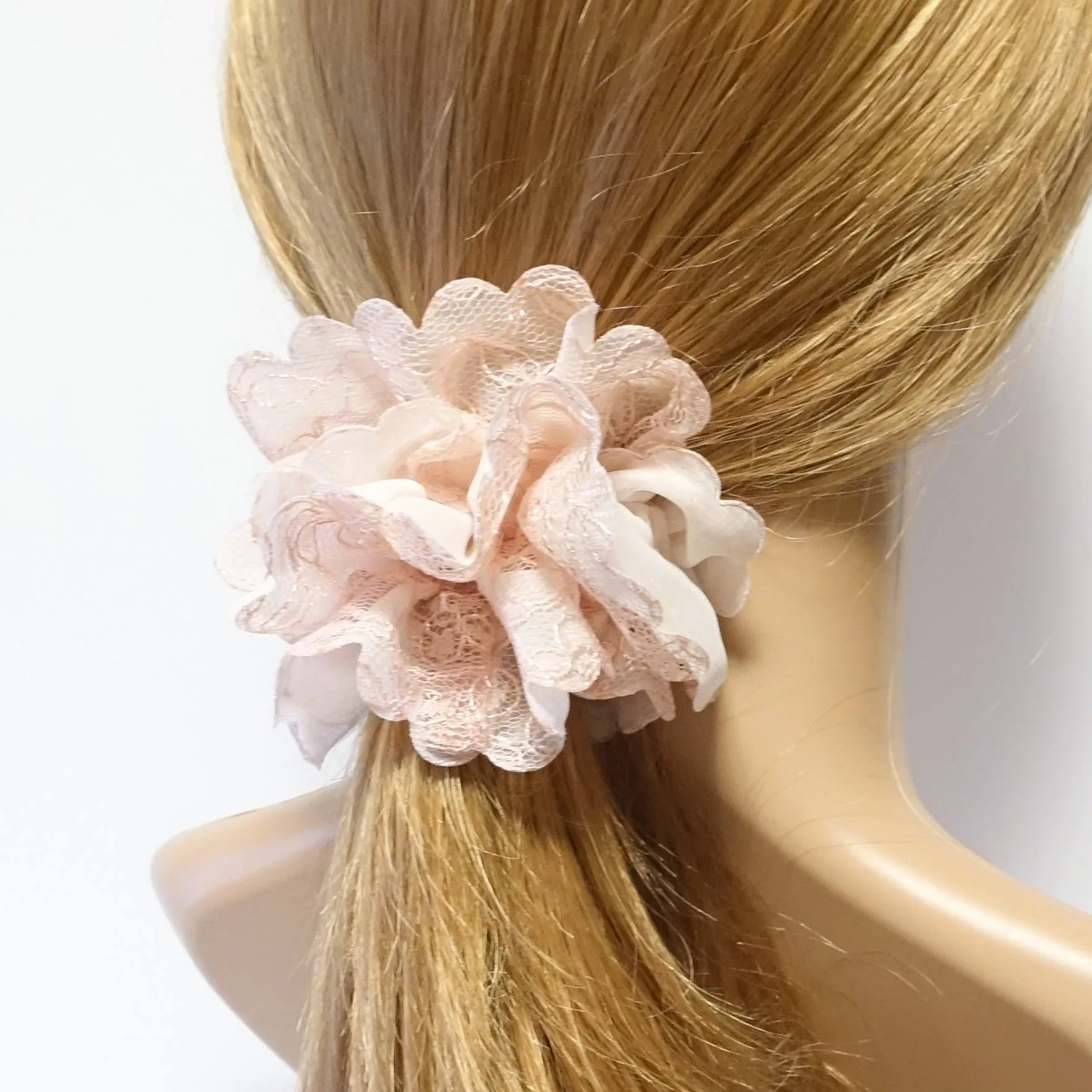 Chiffon Floral scrunchy Lace Combined Women scrunchie Hair Elastics petal Scrunchies