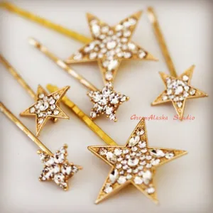 crystal rhinestone elestial star hairpin set