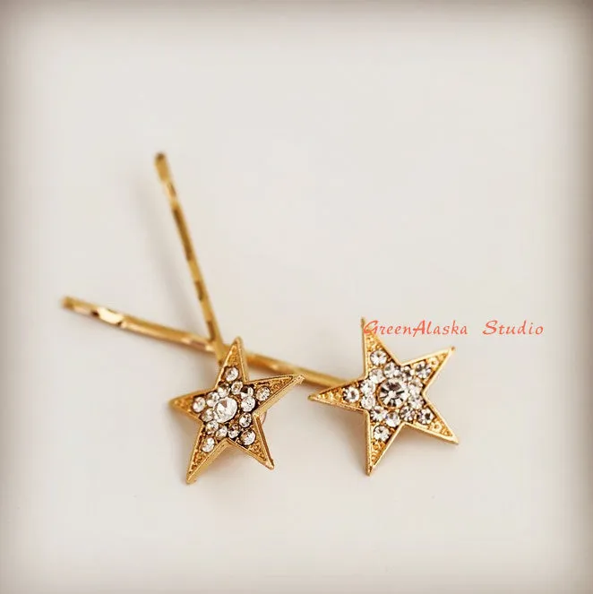 crystal rhinestone elestial star hairpin set