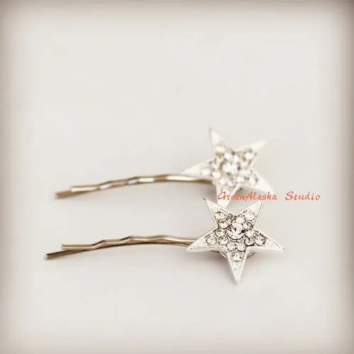 crystal rhinestone elestial star hairpin set