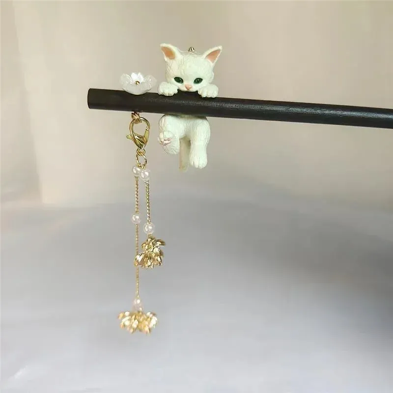 Cute Cat Wooden Hairpin