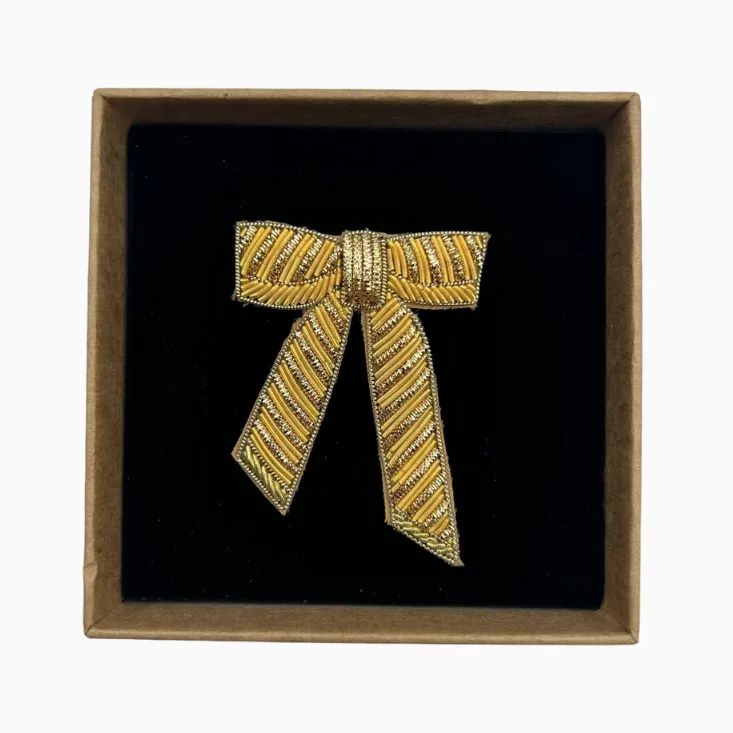 Embroidered Bow Brooch