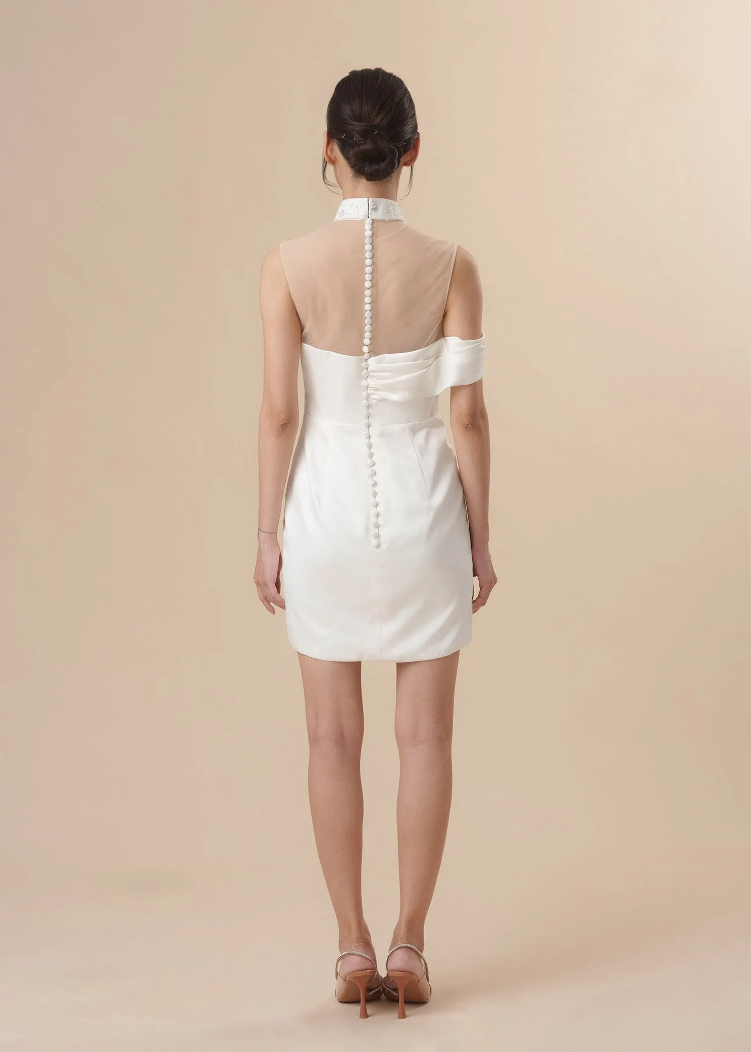 Ethereal Blossom Mini Bridal Qipao w Removable Skirt (RTW)