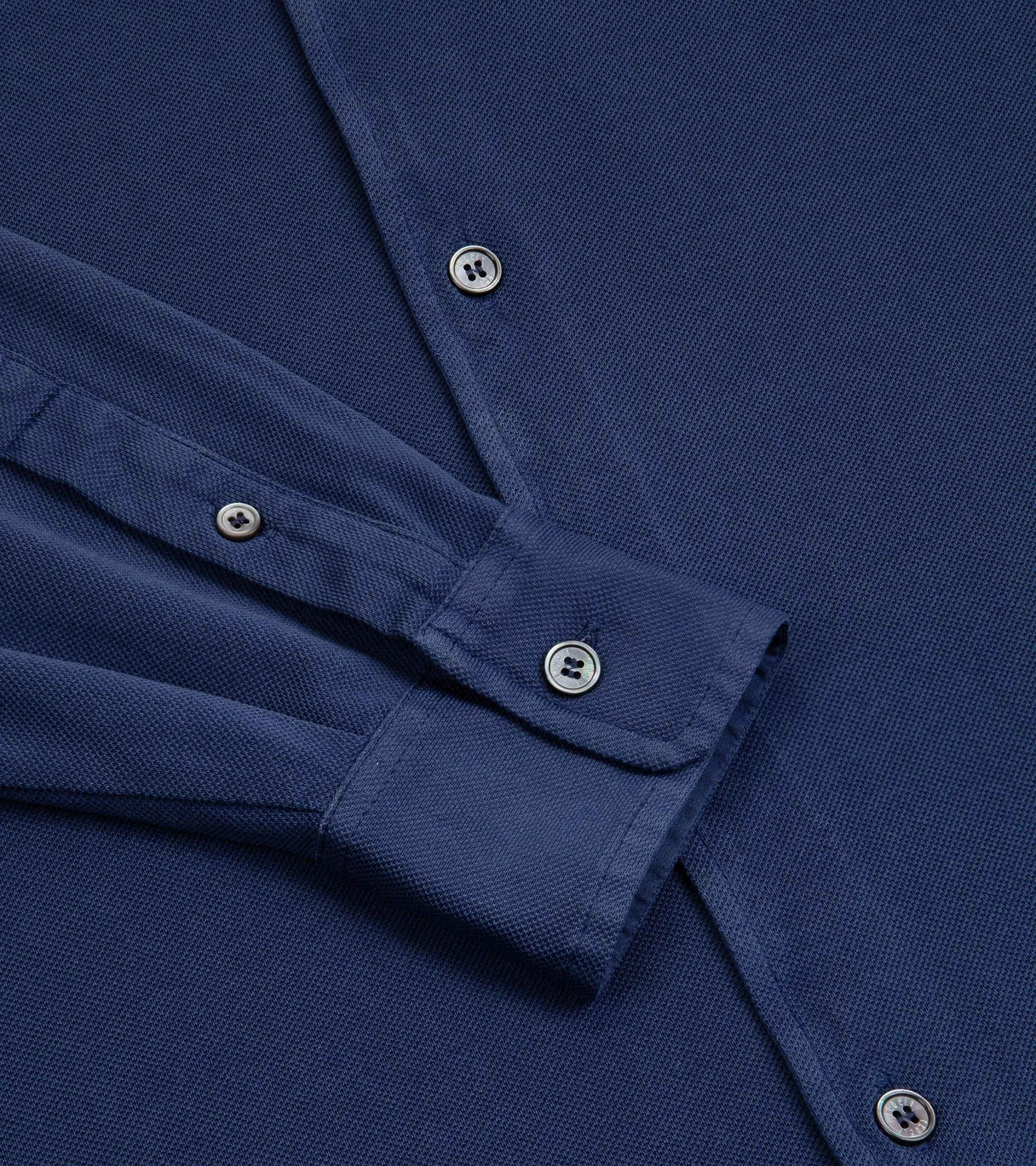 Fedeli Light Cotton Pique Shirt: Blue