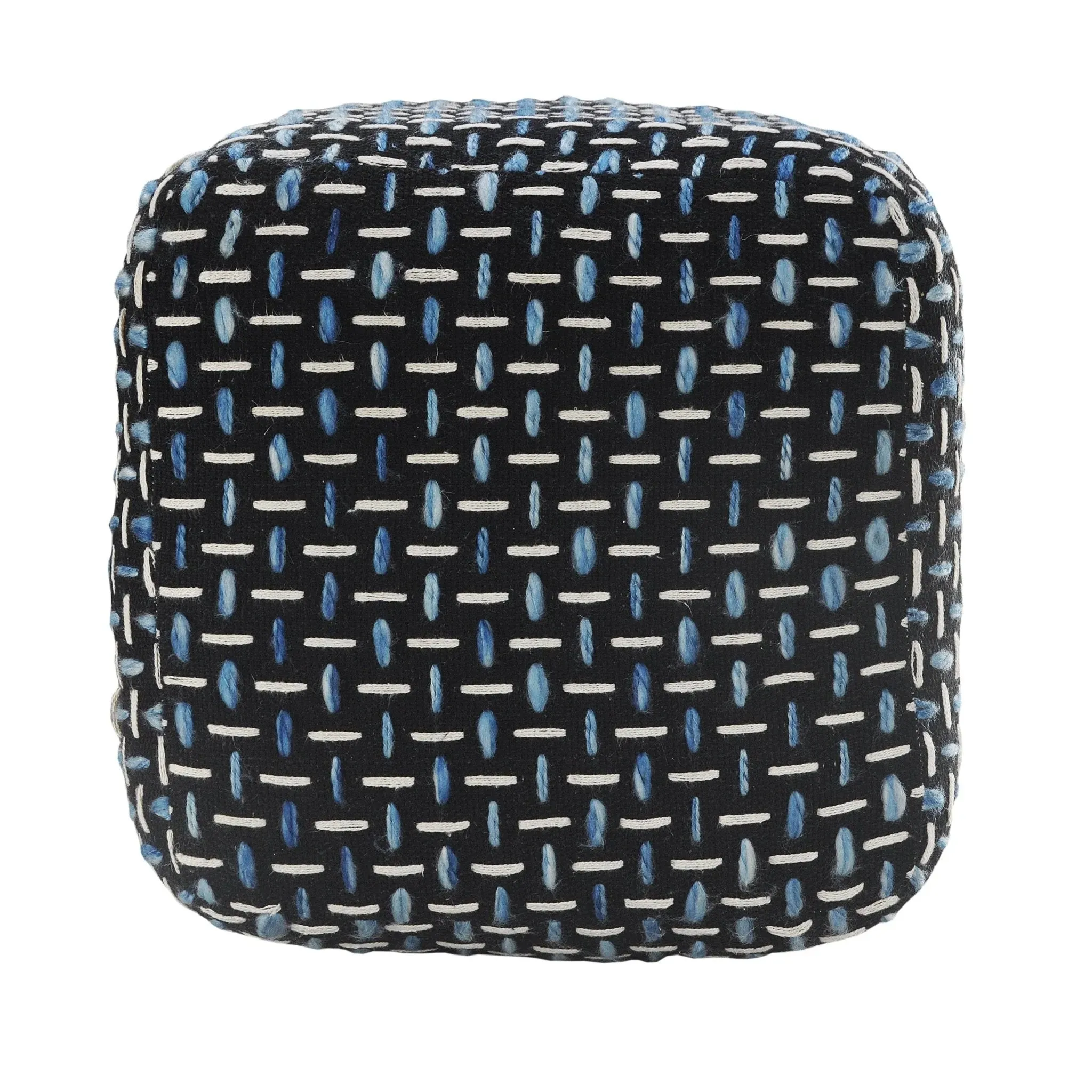 Flat Weave Lr34022 Black/Blue Pouf