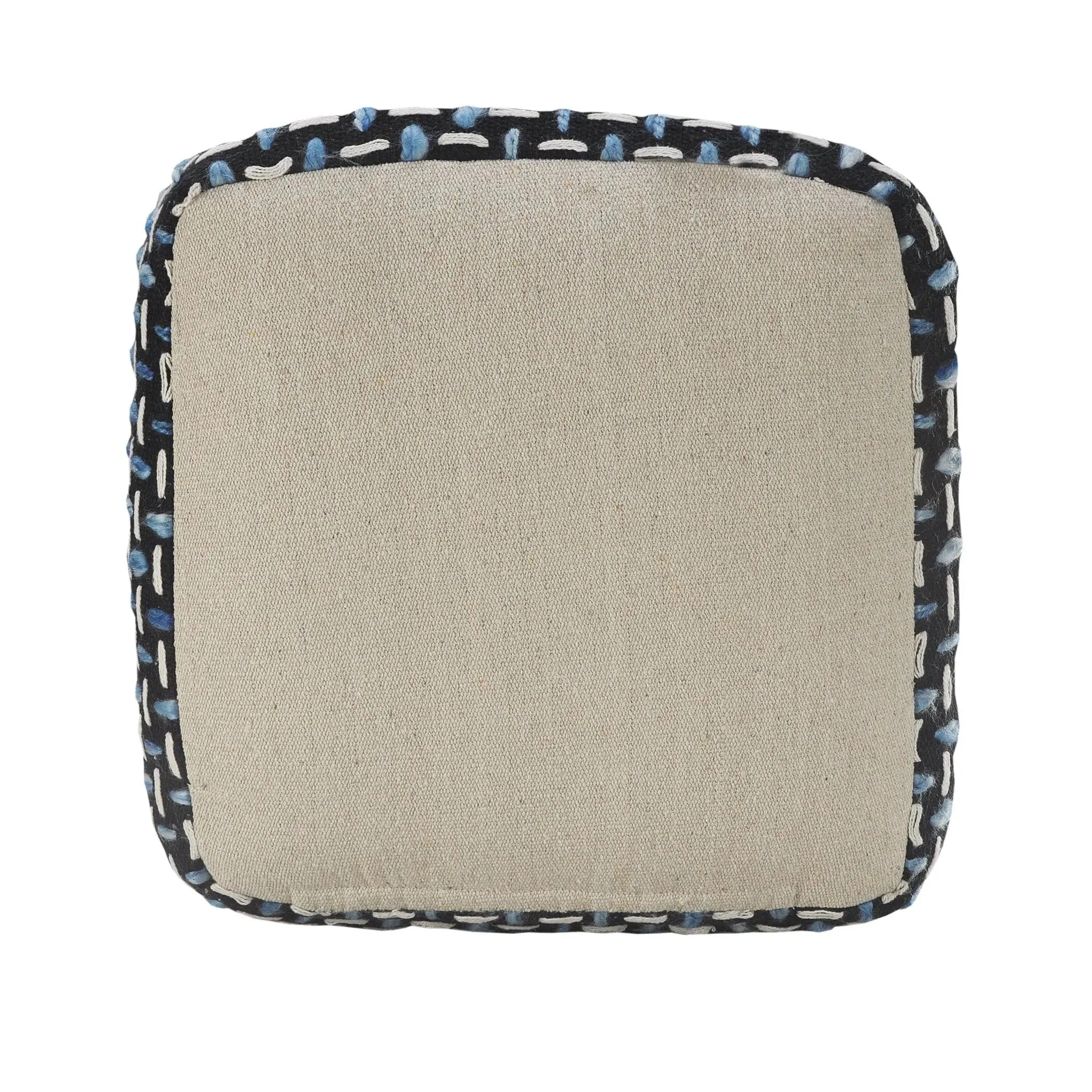 Flat Weave Lr34022 Black/Blue Pouf