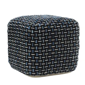 Flat Weave Lr34022 Black/Blue Pouf