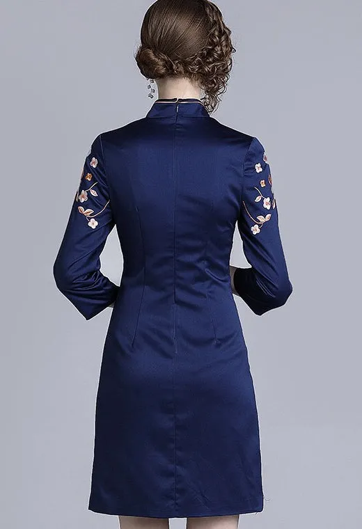 Floral Embroidered Qipao Dress