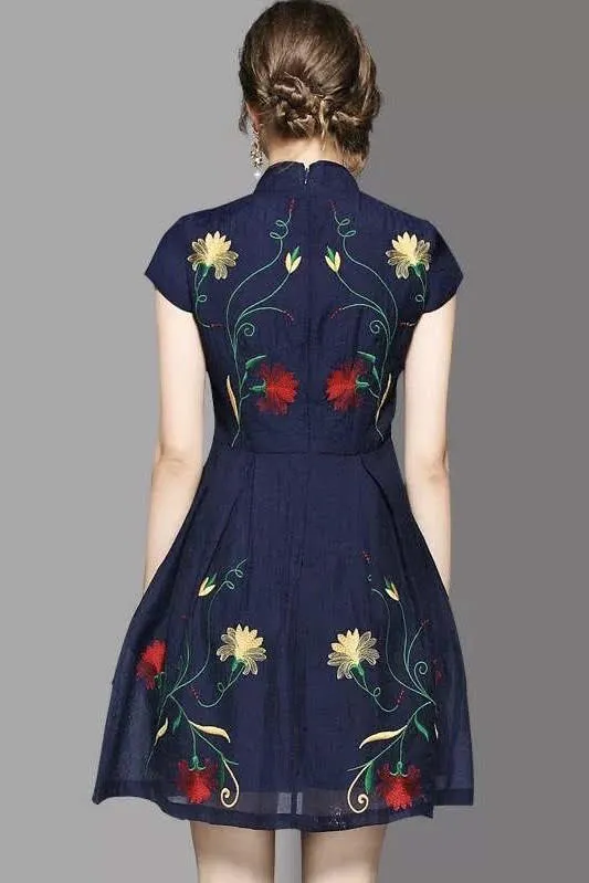 Floral Embroidered Qipao Dress