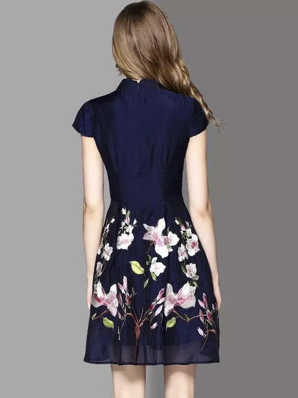 Floral Embroidered Qipao Dress