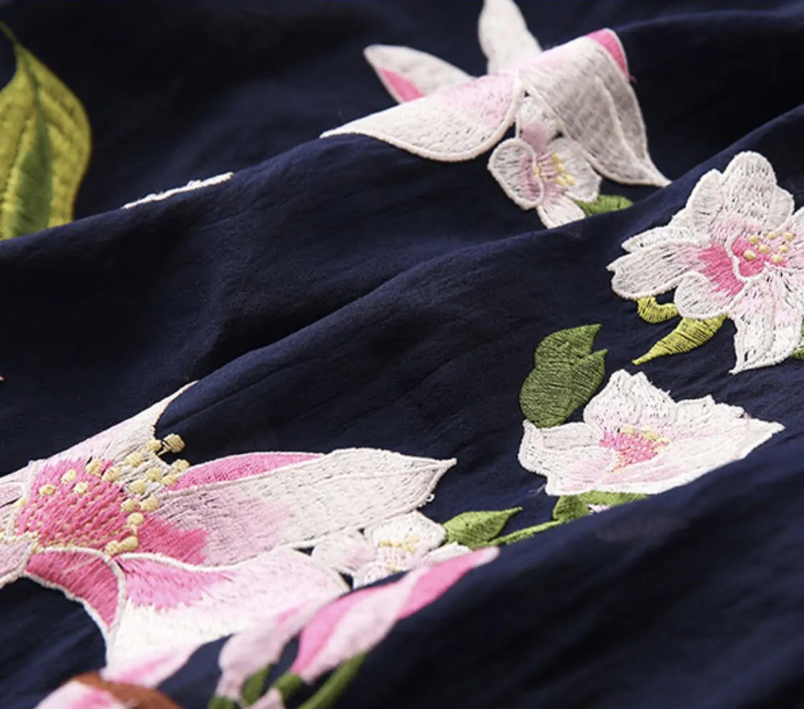 Floral Embroidered Qipao Dress