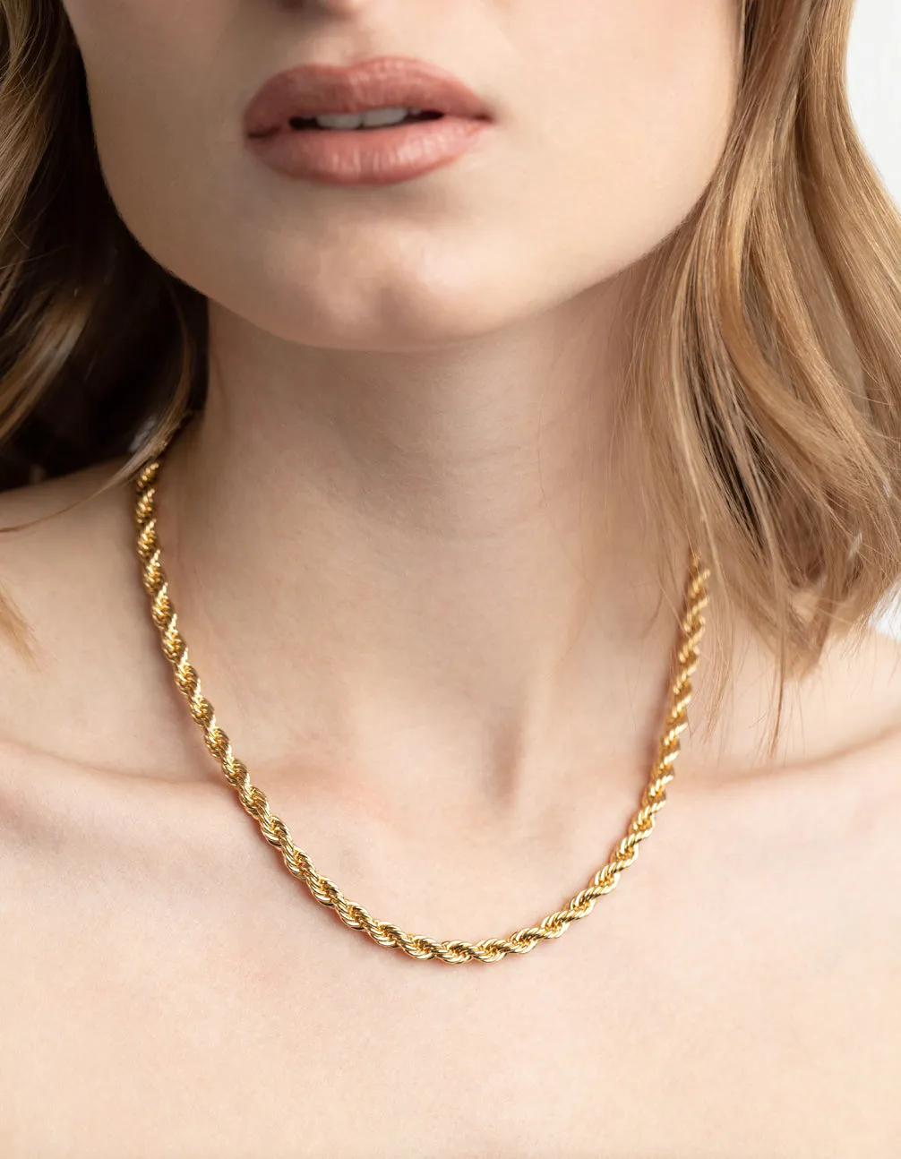 Gold Plated Rope Chain Necklace