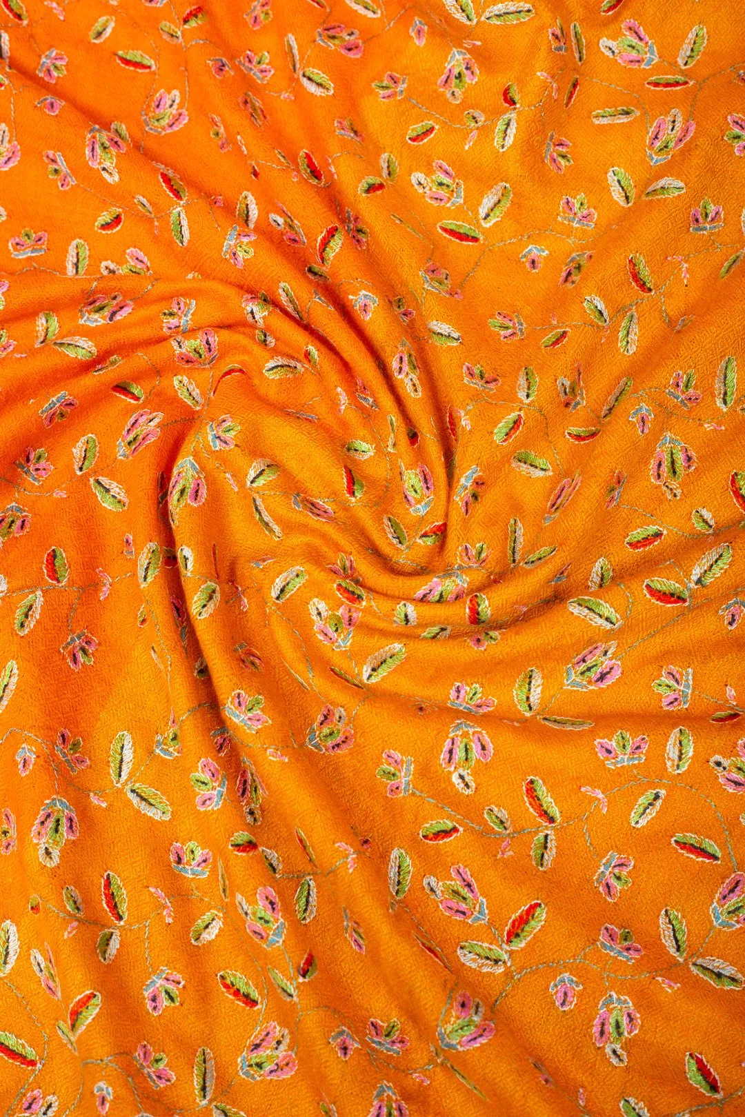 Gul-e-Benafsha Orange Intricate Sozni Jaali Pashmina Shawl