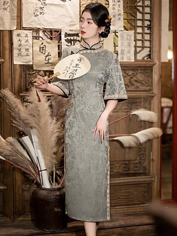 Half Sleeve Long Cheongsam, Elle