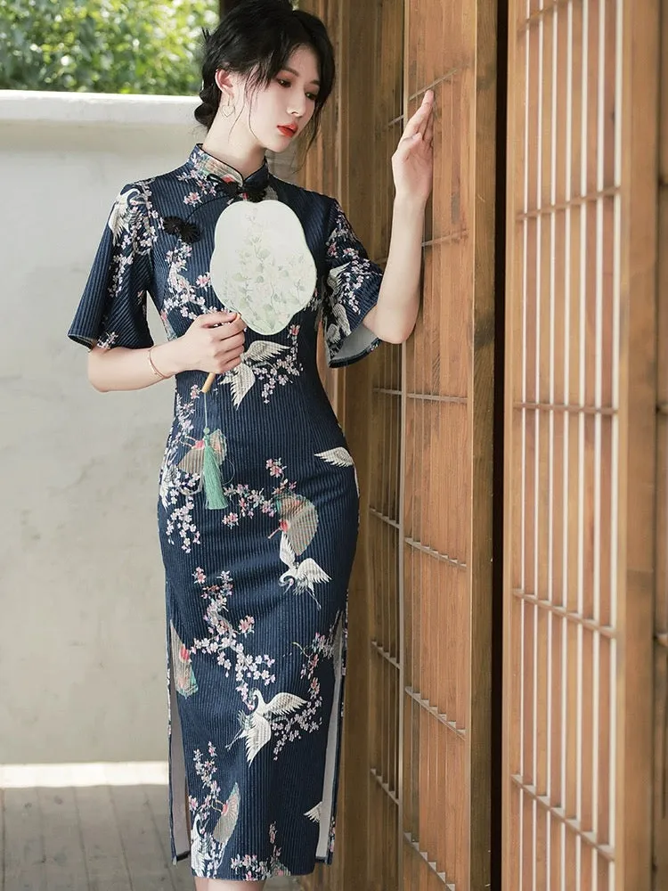 Half Sleeve Long Cheongsam, Phoenixia