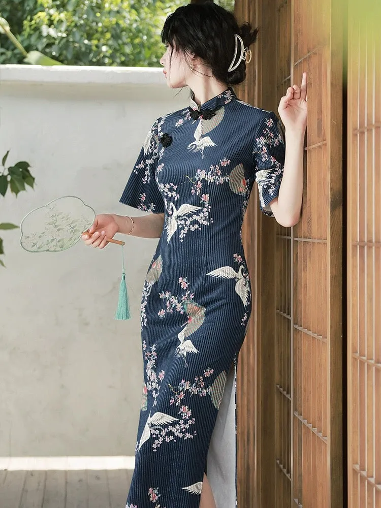 Half Sleeve Long Cheongsam, Phoenixia