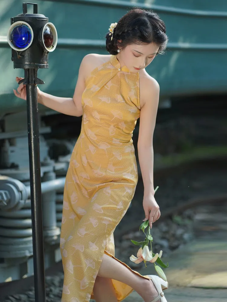 Halter Neck Long Cheongsam, Golden Hour