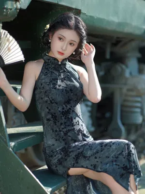 Halter Neck Long Cheongsam, Nebula